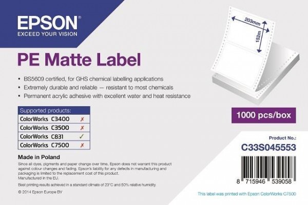 tt1652 - Epson Etiketten, Kunststoff (Polyethylen), 203x152mm
