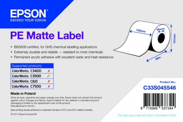 tt1503 - Epson Etikettenrolle, Kunststoff (Polyethylen), 102mm